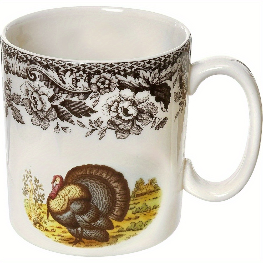 TEMU Hunting Dogs 11oz White Ceramic Coffee Mug – Vintage Floral & Pointer , Hand Wash Only, Coffee, Tea, Or Hot Chocolate, Unique Gift For Dog Lovers, Dog Mugs