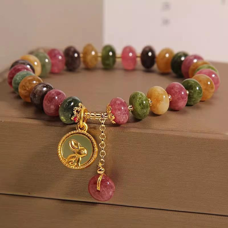 TEMU 1pc Color Cute And Pendant, Natural Stone Delicate Bracelet, Women's Mixed Color Bracelet, Perfect Birthday Holiday Gift For Girlfriend