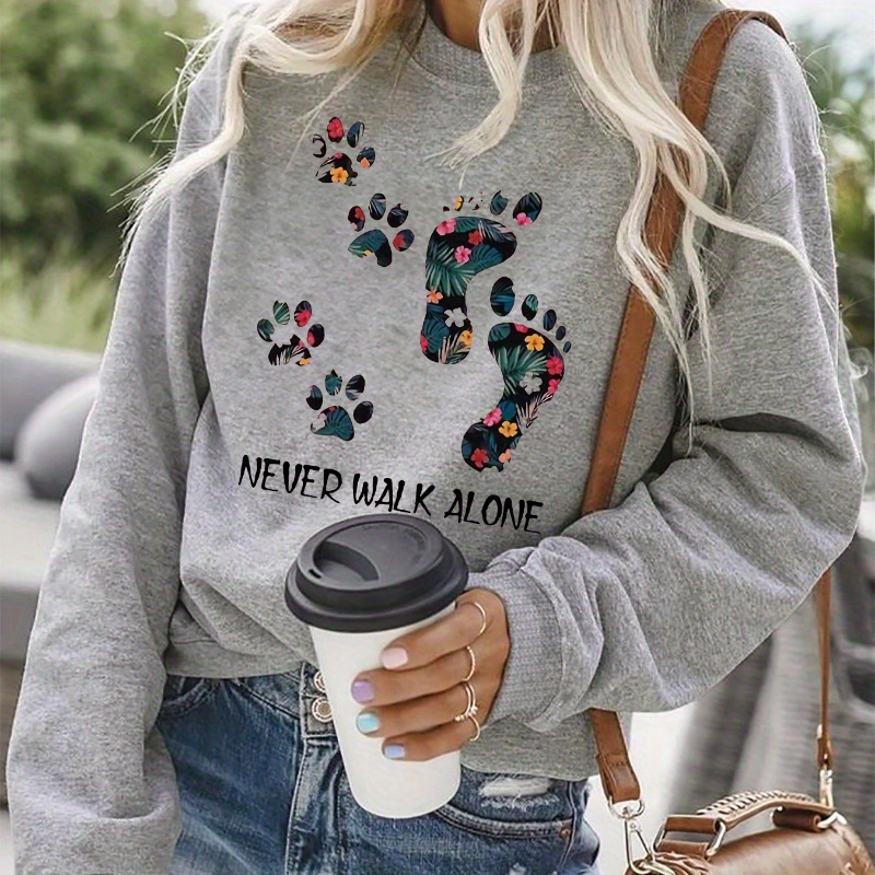 

Letter Sweatshirt - Long Pullover For , Washable , For & Fall
