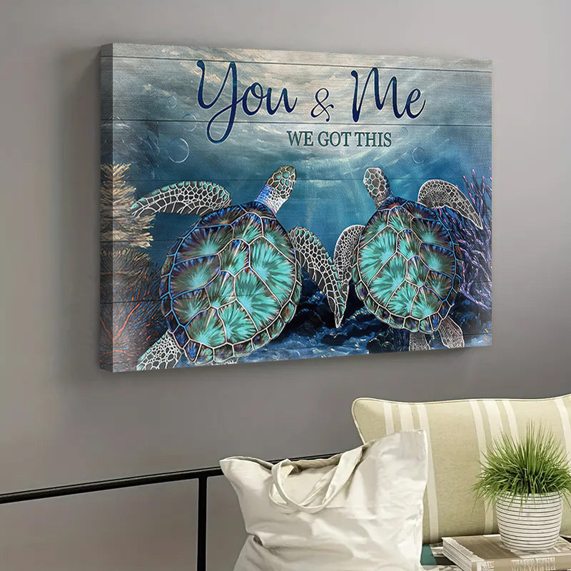 

Art 1pc Turquoise Sea Turtle Decor Wall Art Ocean Bathroom Pictures Canvas Print Sea Wall Art Meaningful Quote With Sea Turtle Wall Painting Decorations Artwork (wrapped Canvas )