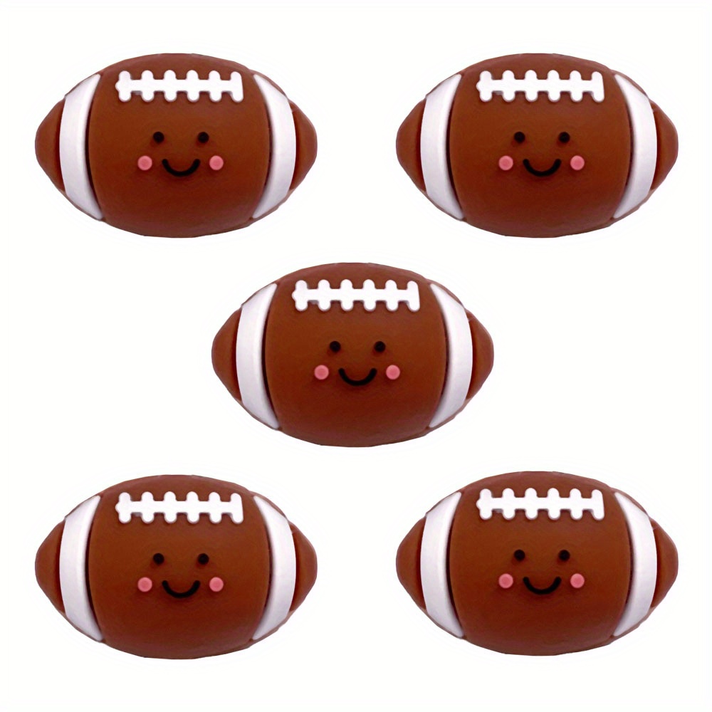 

5pcs 3d Football Silicone Bead Set For - Pens, Necklaces & Keychains - Craft Gift Kit With Spacer Beads