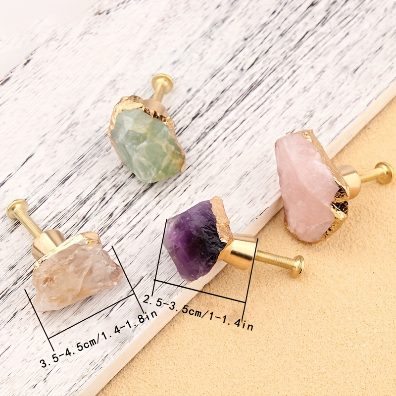 

1pc/4pcs Amethyst Fluorite Pure Brass Handle, Drawer Door Furniture Handle, Drawer Shoes Cabinet Creative Small Handle, Single Hole Handle