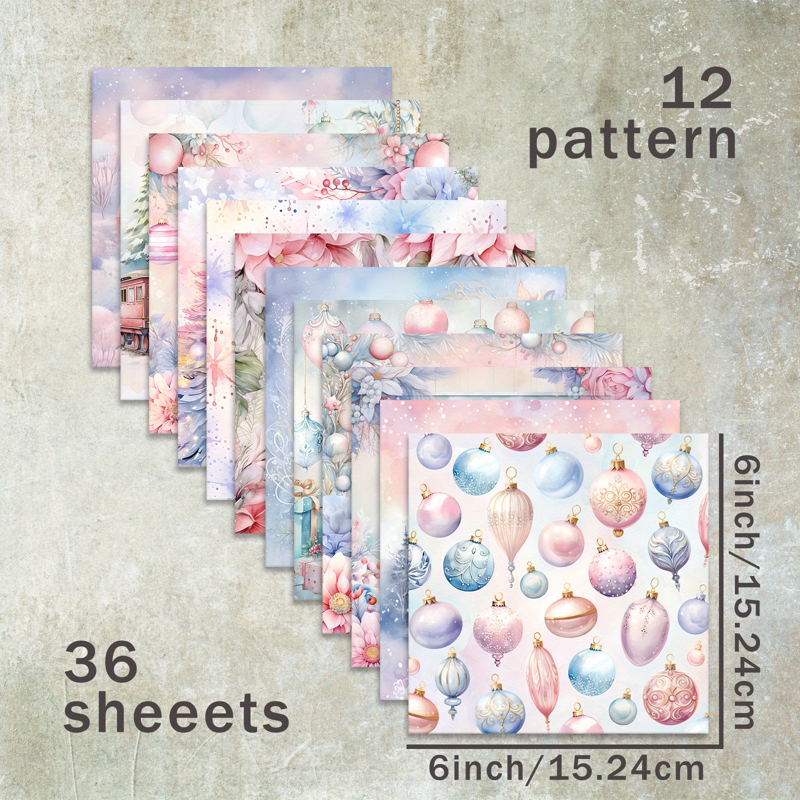 Image of 36 Sheets 6-inch (gorgeous Pink Christmas Girl Cat Background) Paper, Suitable For Journal Junk Journal Greeting Card Background And Crafts, Best For Christmas