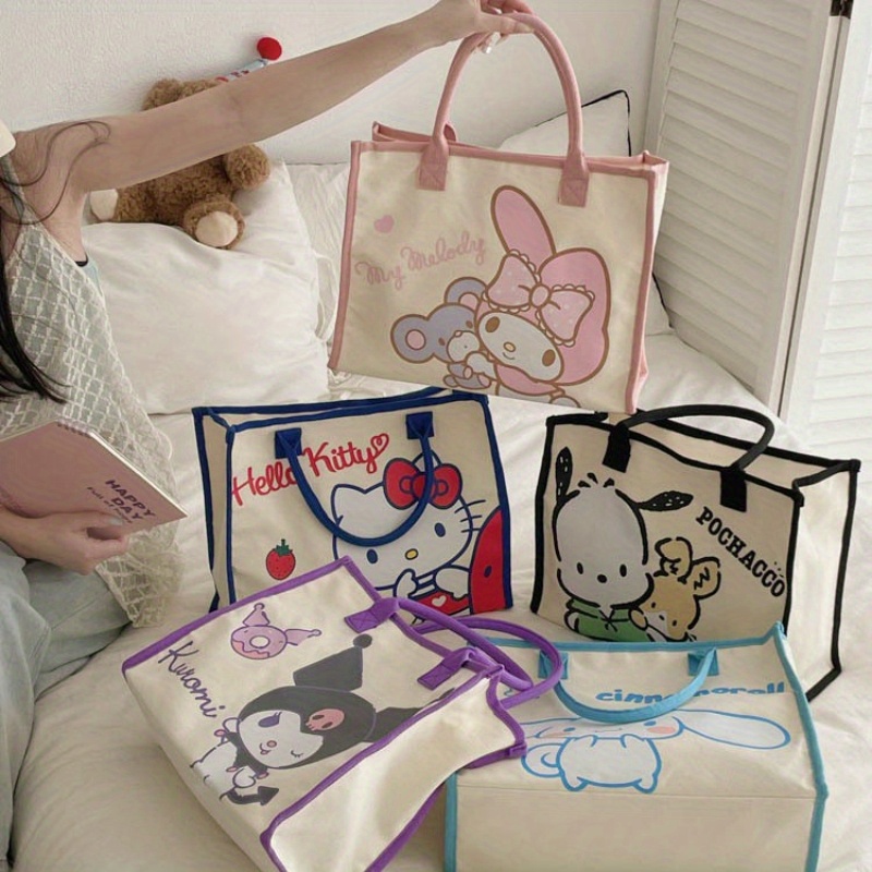 

Sanrio Cartoon Kulomi Printed Canvas Bag Women's Sanrio Melody Shoulder Bag Fashionable And Armpit Tote Bag [authorized]