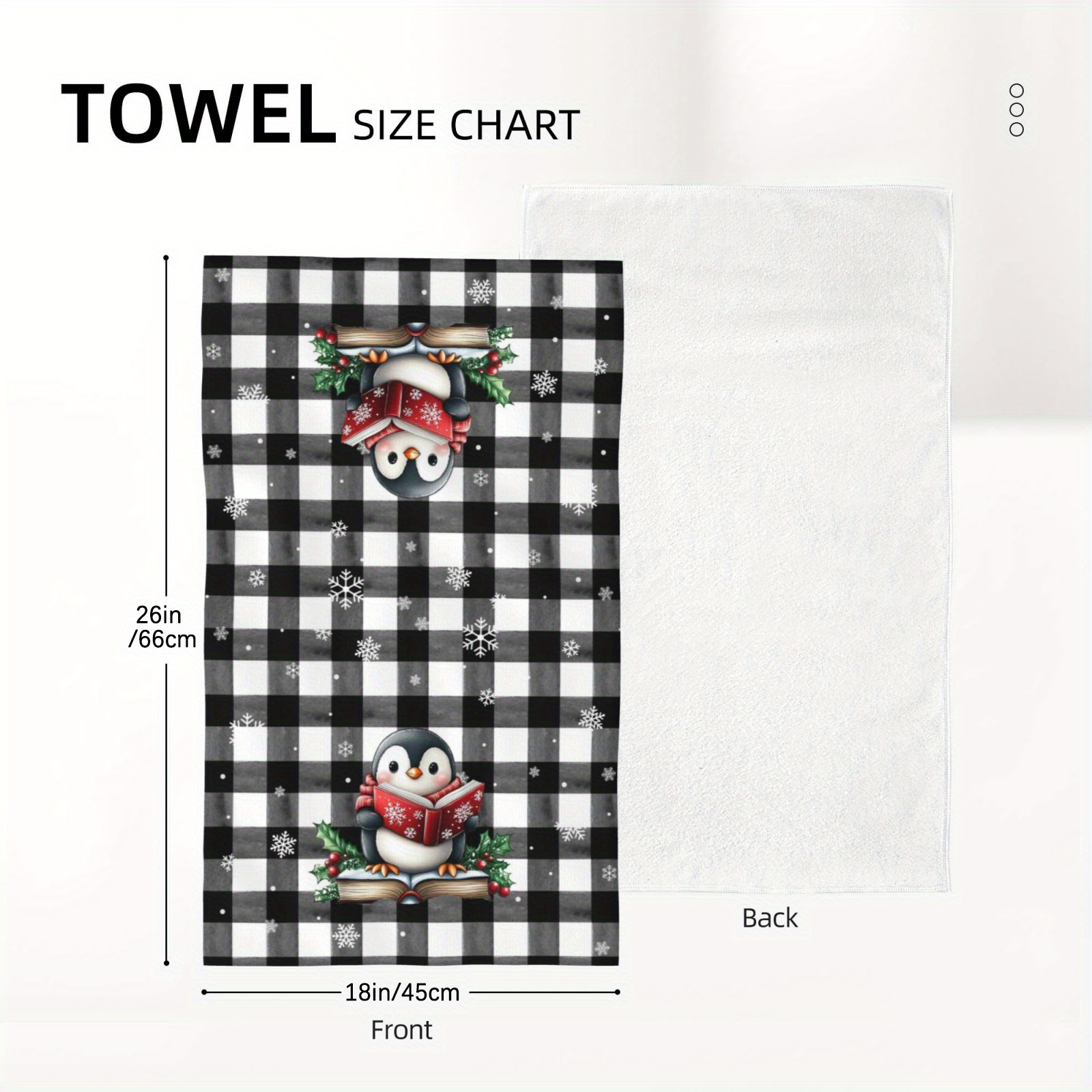 

2pcs Vintage Christmas Bathroom Hand Towel, Check With Penguin Design, Soft Polyester Microfiber, Modern Cartoon Style, Rectangular Bathroom Towels, 230g/㎡, Home Warming Gift