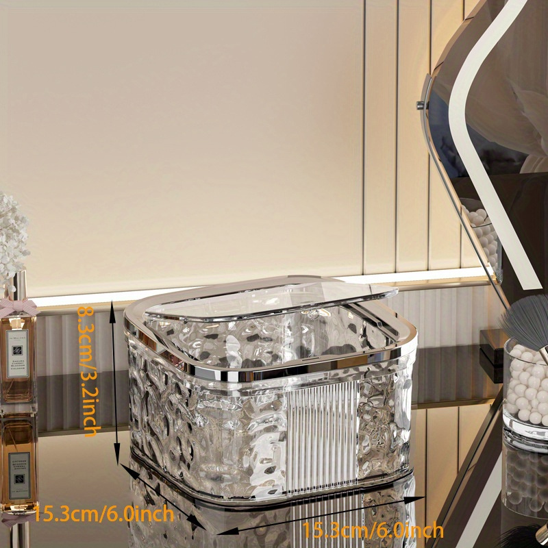 TEMU 1pc Clear Bathroom Trash Can With Lid, Bathroom With Press Type Lid, Laundry Room Storage Organizer, Trash Bin For Bathroom, Powder Room,