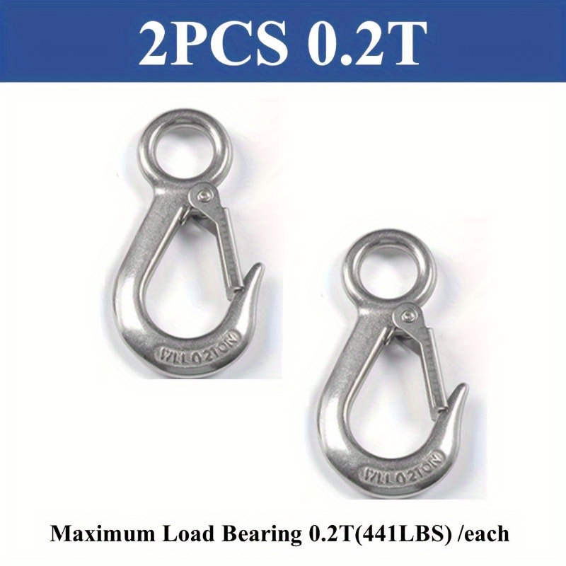 

2pcs Heavy-duty 304 Stainless Steel Hooks With Safety - Polished , Ideal For Hanging & Home Decor, Indoor/outdoor Use, 0.2t Capacity