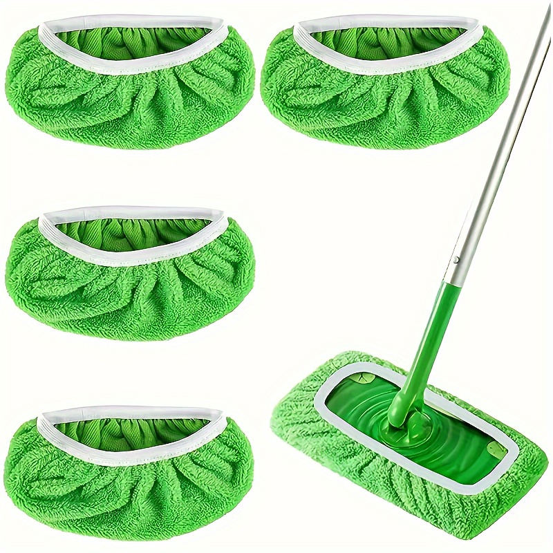 

4 Pack Replacement Mop Pads With Stretchable Band - Washable Microfiber Dust Mop Heads, Supplies With Strong Water Absorption For Mops