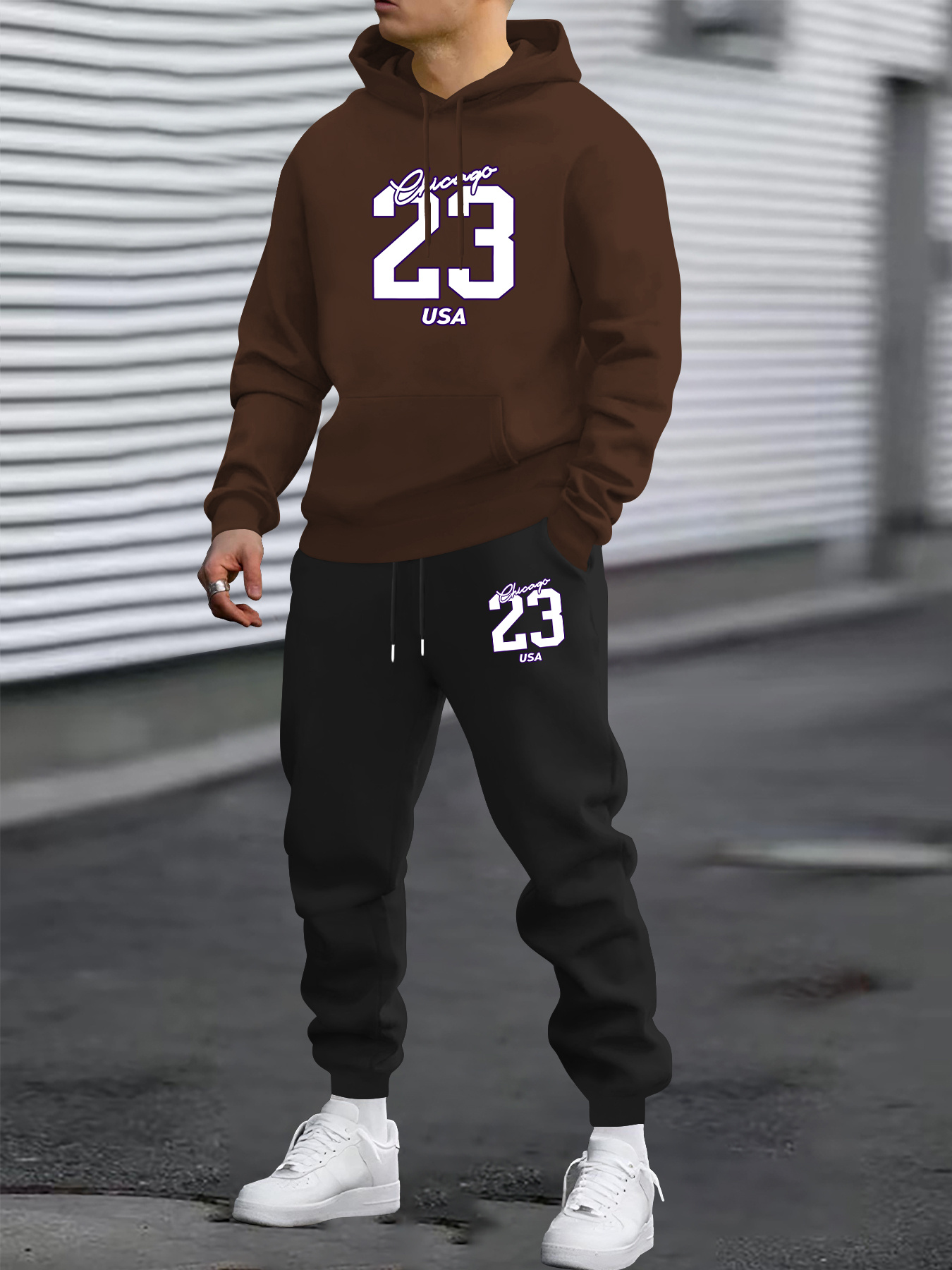 Ensemble Sportif Homme N°23 — Hoodie + Jogging Ensemble Deux Pièces pour Homme à Capuche et Manches Longues avec Imprimé N° 23, Tenue Sportive Décontractée et Tendance