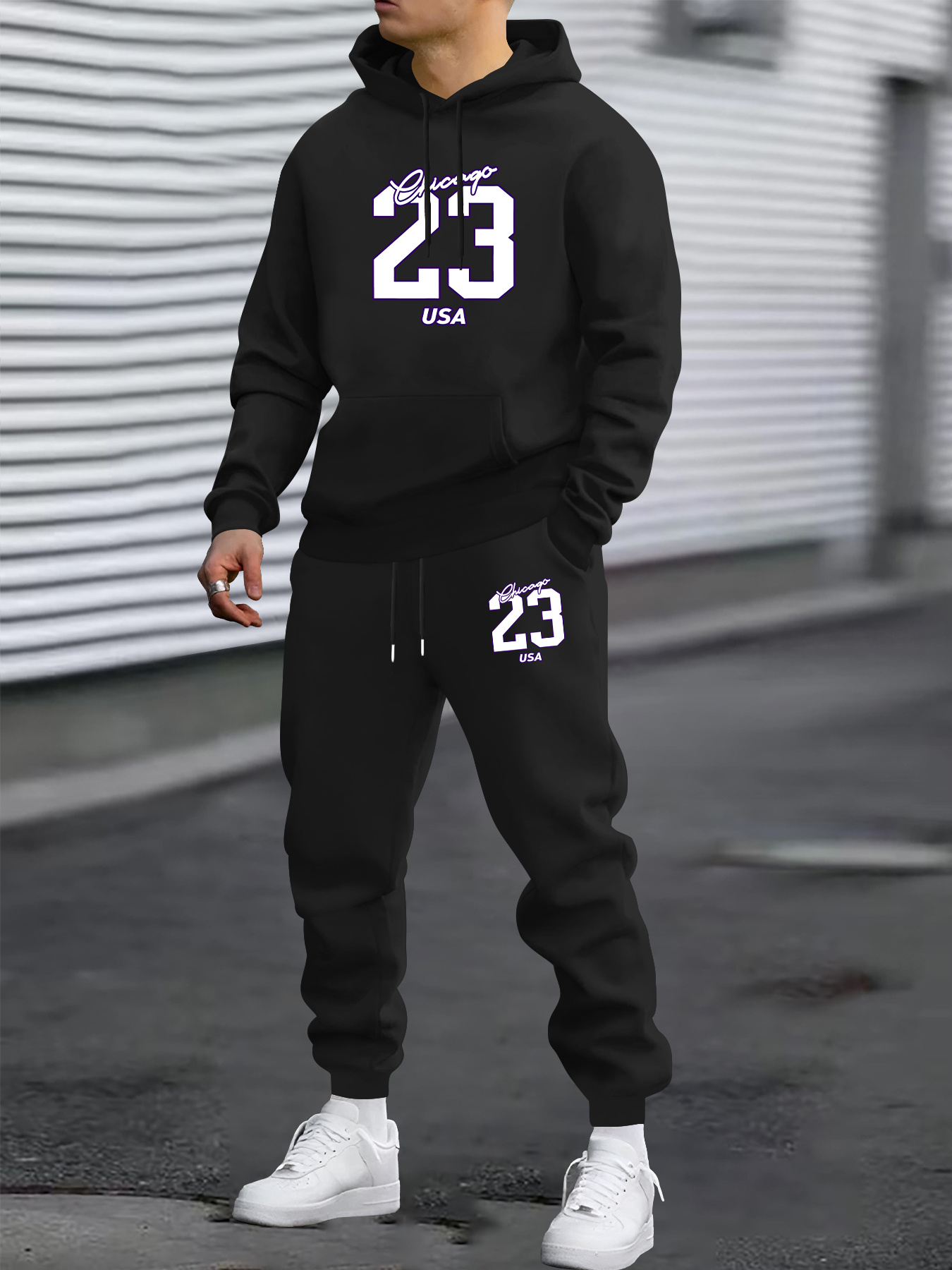 Ensemble Sportif Homme N°23 — Hoodie + Jogging Ensemble Deux Pièces pour Homme à Capuche et Manches Longues avec Imprimé N° 23, Tenue Sportive Décontractée et Tendance