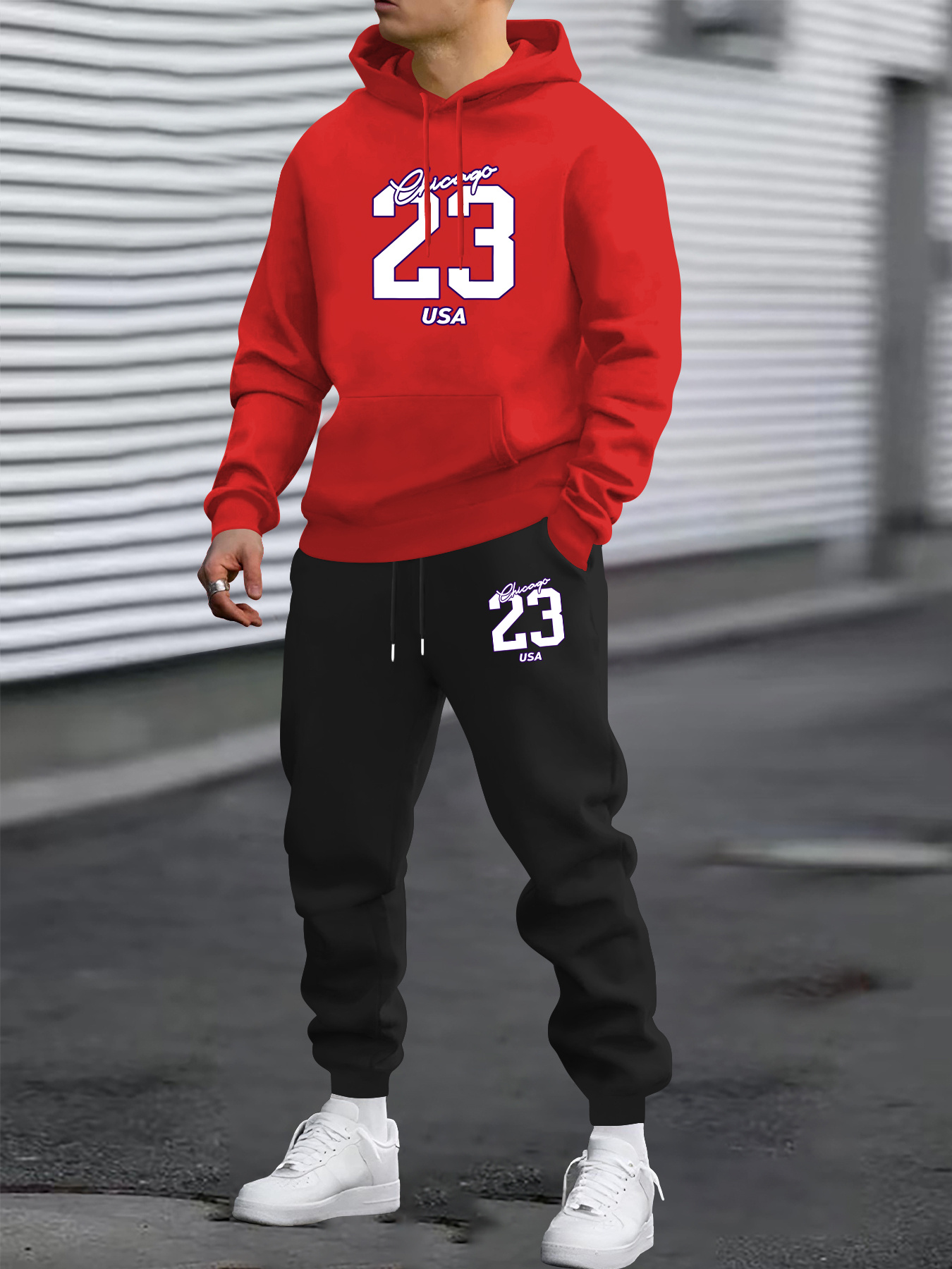 Ensemble Sportif Homme N°23 — Hoodie + Jogging Ensemble Deux Pièces pour Homme à Capuche et Manches Longues avec Imprimé N° 23, Tenue Sportive Décontractée et Tendance
