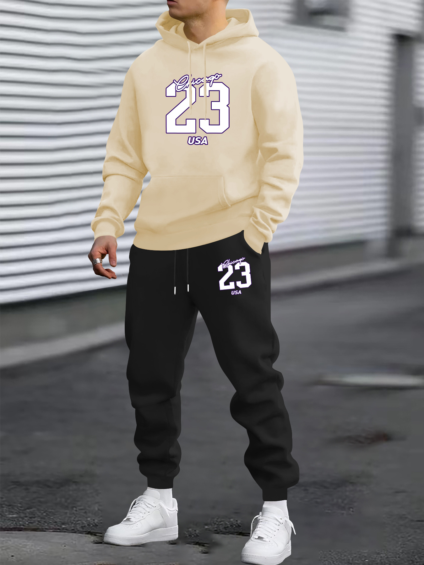 Ensemble Sportif Homme N°23 — Hoodie + Jogging Ensemble Deux Pièces pour Homme à Capuche et Manches Longues avec Imprimé N° 23, Tenue Sportive Décontractée et Tendance