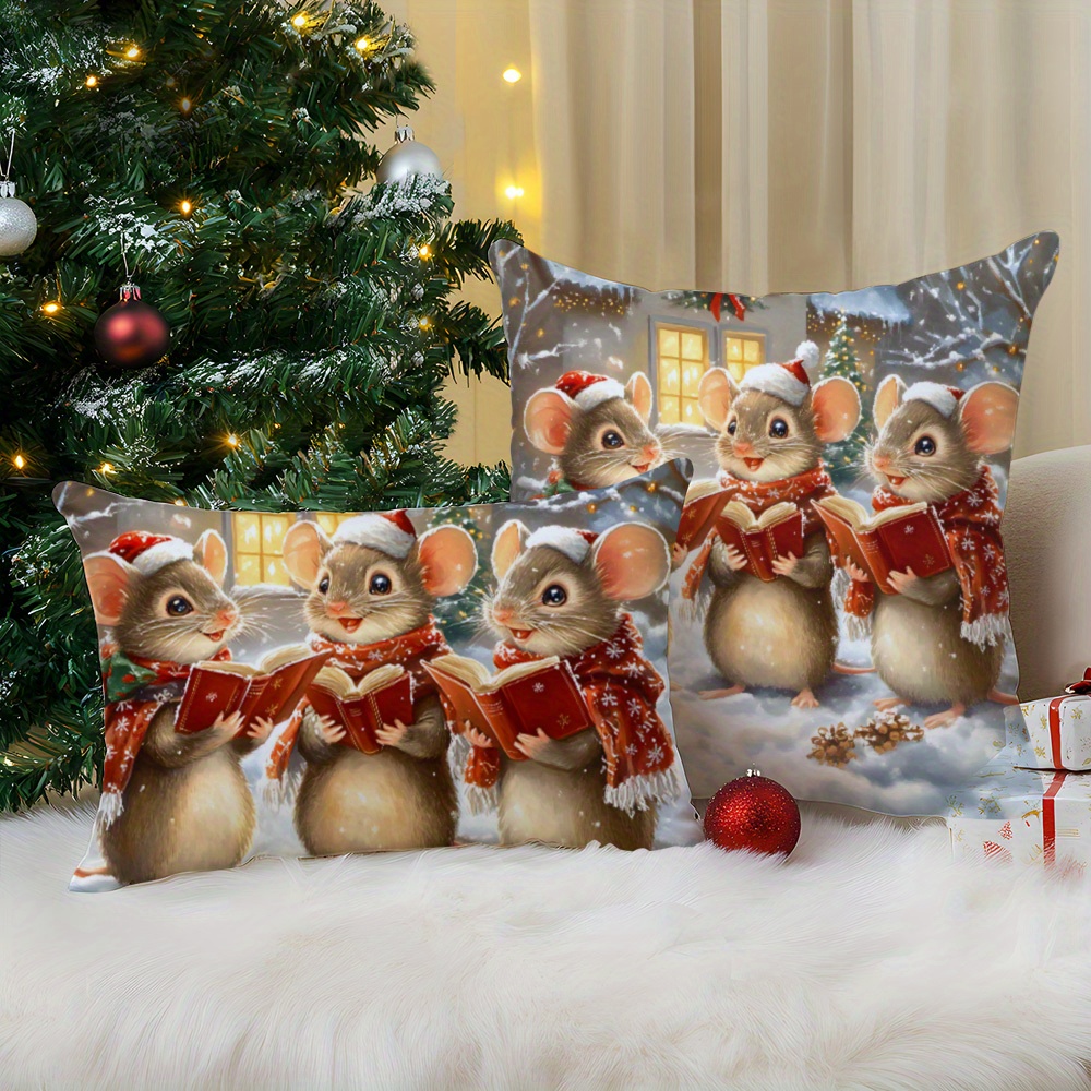 

Winter Wonderland, Super Soft Christmas Mouse Throw Pillow Cover - Hidden Zipper, Plush Polyester Cushion Case For Sofa, Bed, Car & Living Room Decor (pillow Insert Not Included)