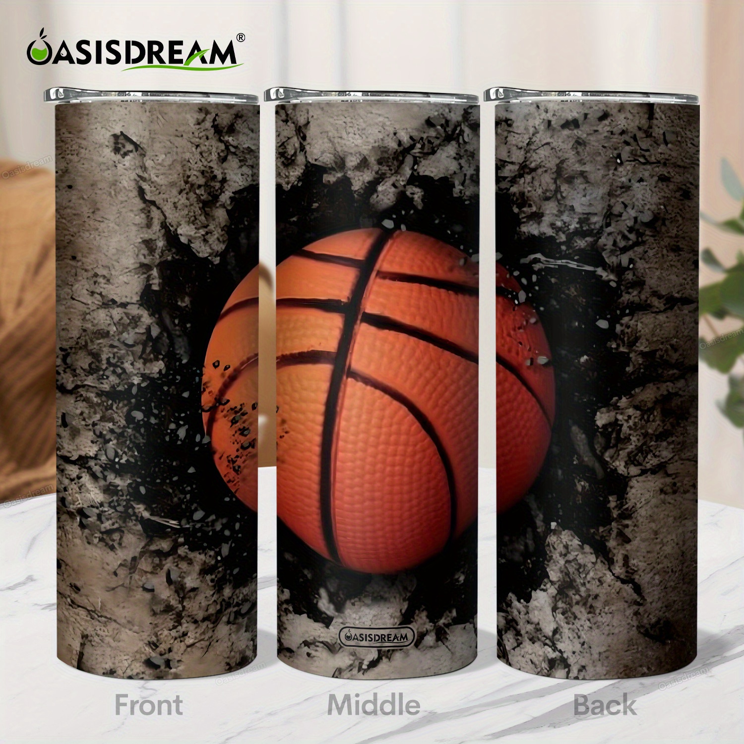 

1pc 20oz Stainless Steel With Basketball Print, Double Wall Vacuum Insulated Cup Holder For Hot And Cold Beverages, Bpa-free, Dishwasher Safe, Ideal Gift For Sports Enthusiasts