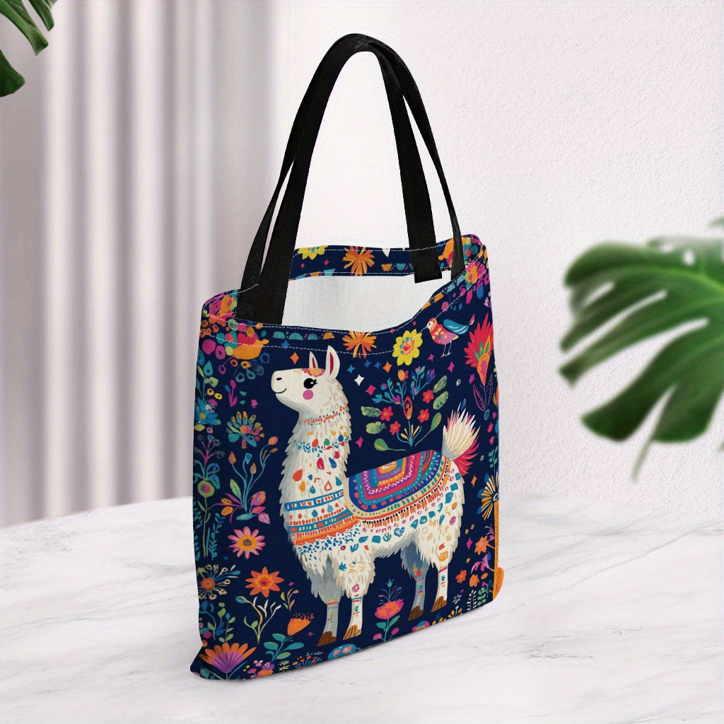 

Stylish Alpaca Print Canvas Tote Bag - , Machine Washable, Use & Gifting