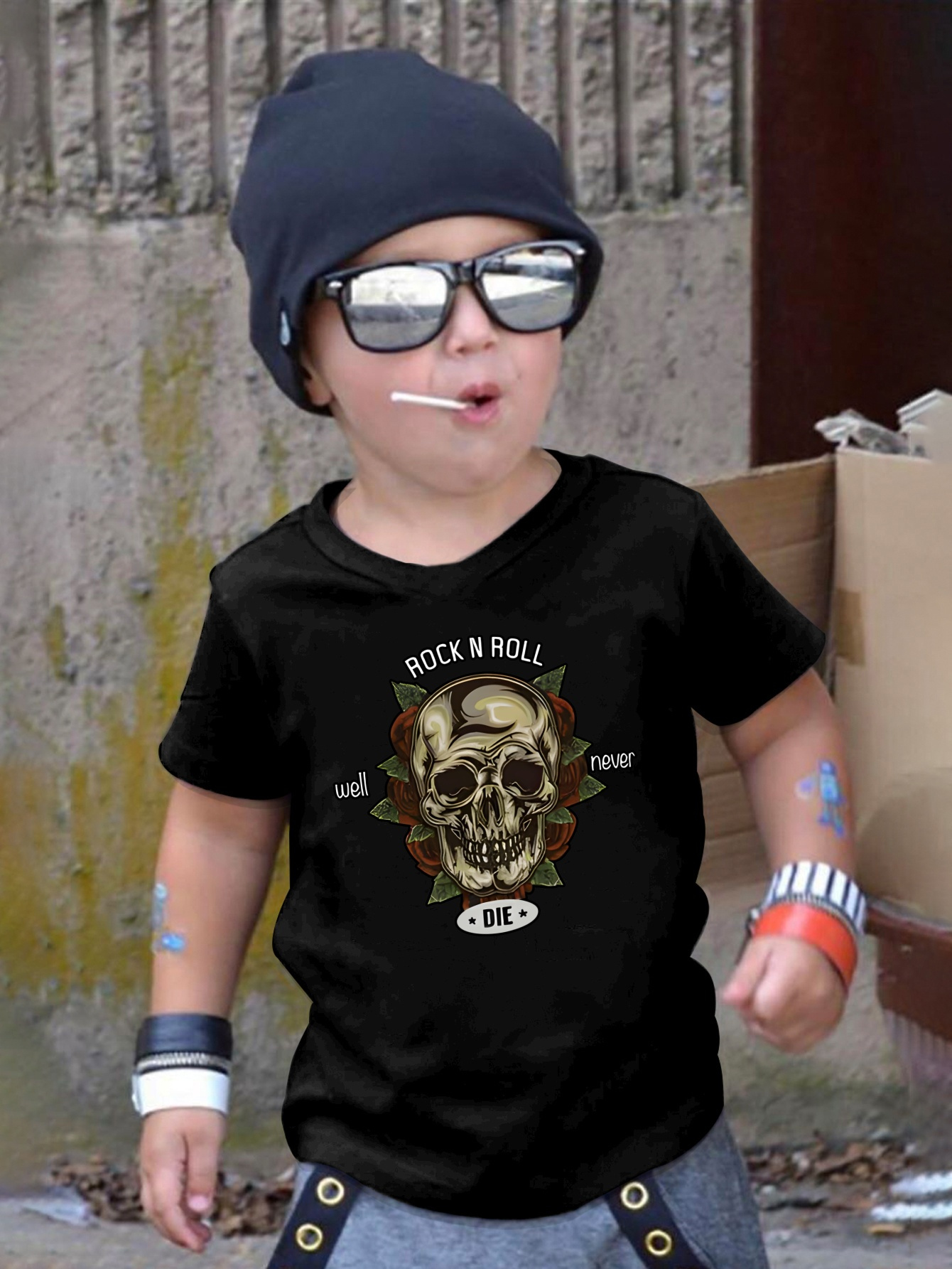 t shirt casual a maniche corte bambini estate scritta rock n