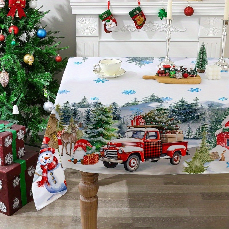 

Christmas Tablecloth - & Snowman , Polyester, For Dining &