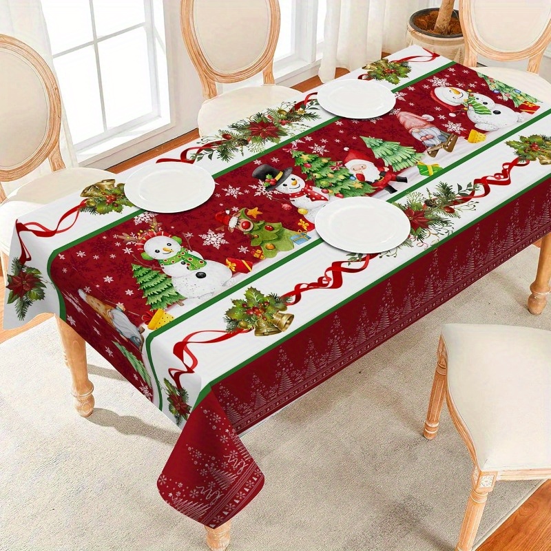 

Christmas & New 's Tablecloth - Snowman & Christmas Tree , Polyester, For Dining & Parties