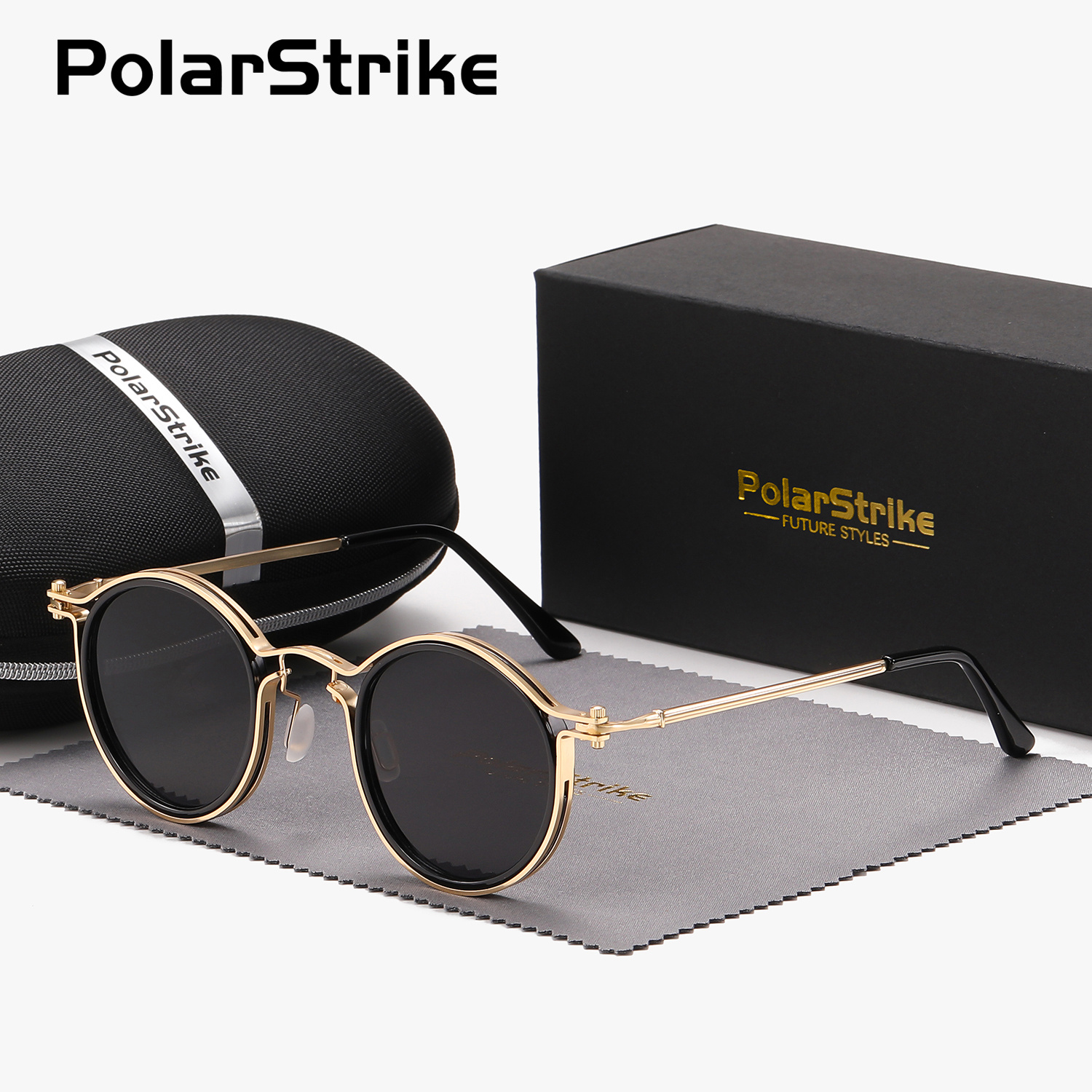 

PolarStrike rétro unisexes à monture intégrale, protection UV400, style décontracté, monture en métal et acétate, verre AC, lunettes professionnelles et de loisirs avec étui