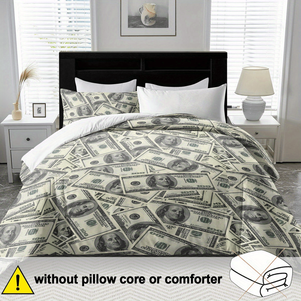 TEMU 2/ 3pcs Soft Duvet Cover Sets, Dollar Banknotes Bedding Sets, Duvet Cover Sets King, Comfortable Duvet Cover For Bedroom, Bedding Sets