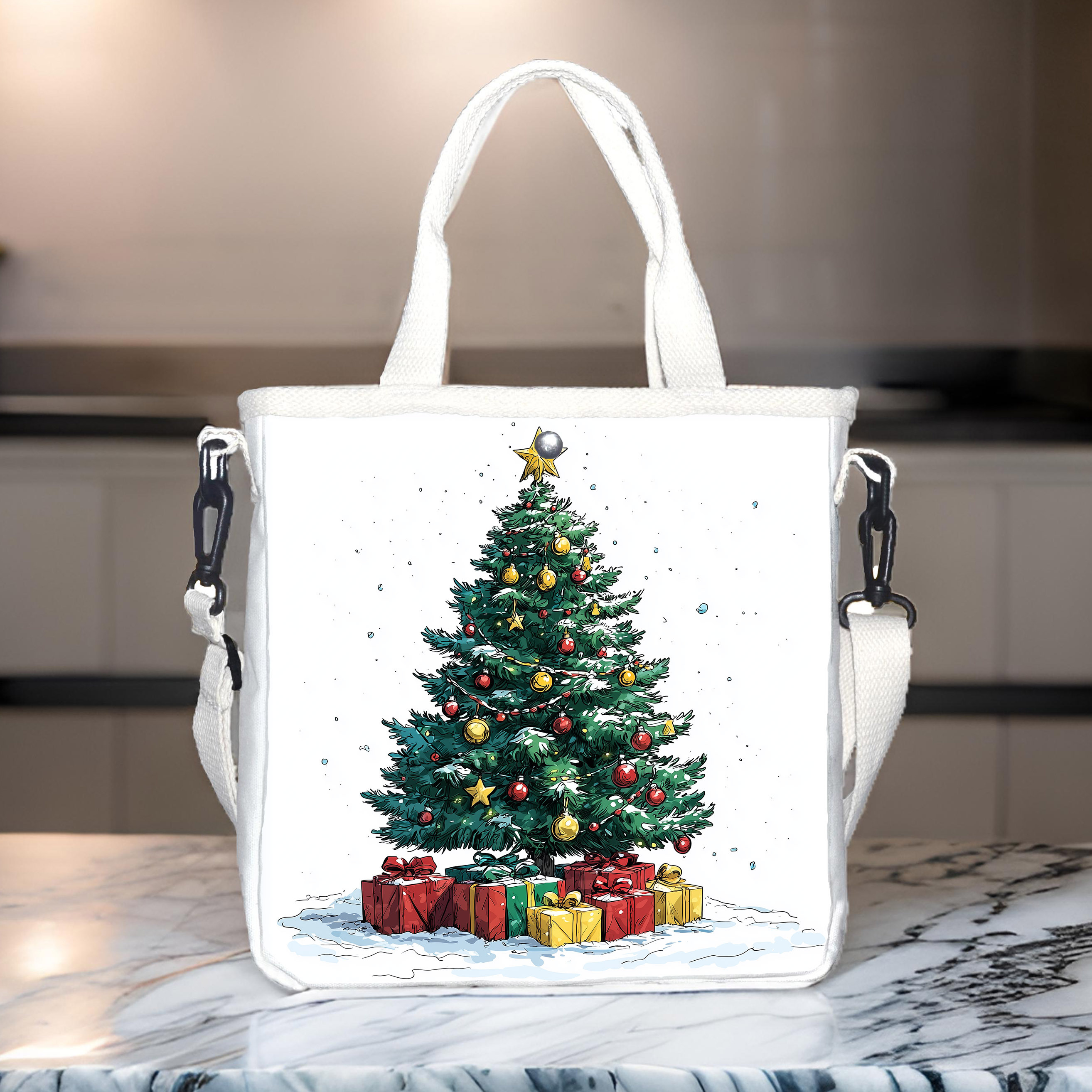 

Christmas Printed Crossbody Small Bag Lunch Bag Plain Color Canvas Bag Handheld Canvas Bag Lunch Box Makeup Bag Handbag Storage Bag Luggage Bag Computer Bag