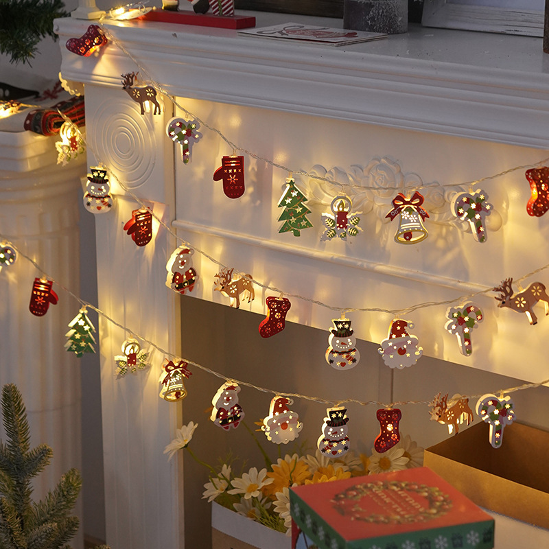 

Guirlande Lumineuse LED de Noël avec de Père Noël et - pour la Décoration de Maison et l' de Fête (Piles Non Incluses)