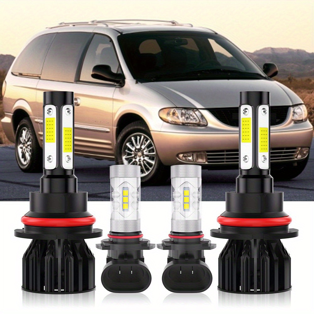 

White For Ford For 1999 2000 2001 2002 4x 9007 H10 Led Headlight Beam + Fog Light Bulbs 4000lm, Canbus , Halogen