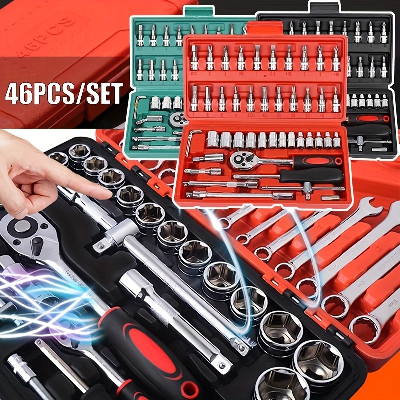 

61/ 53/ 46 - Car Tool Set, Set, Including , 1/ 4 , Steel Rod, Suitable For Car And Household Use - Steel