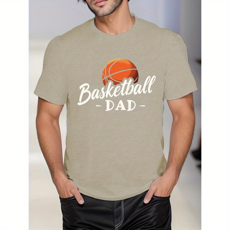 

Basketball - Men's Casual Crew Neck Tee With Slight Stretch, Knit Polyester Fabric, Geometric Pattern, Adult Summer Wear