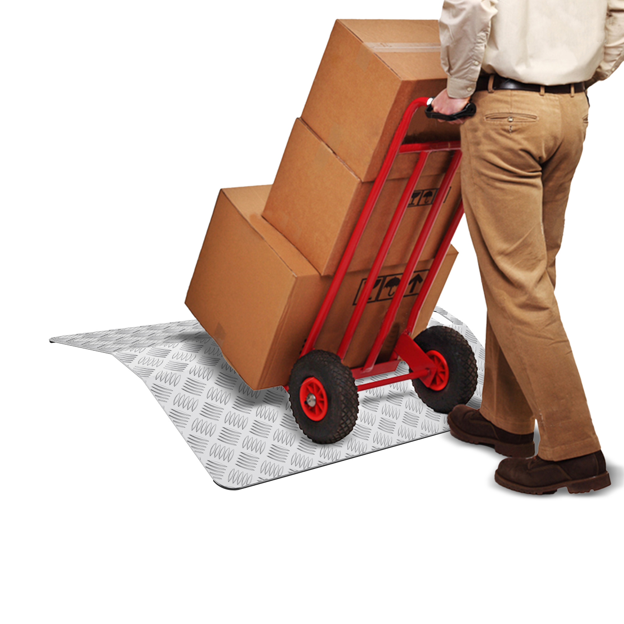 E-shop Rampe 70 cm x 60/80/100 cm, Oberflächen-Trittstufenrampe mit 270 kg Tragfähigkeit, Schwellenbrücke Schwellenrampe 10 cm hoch für und Handtrolley
