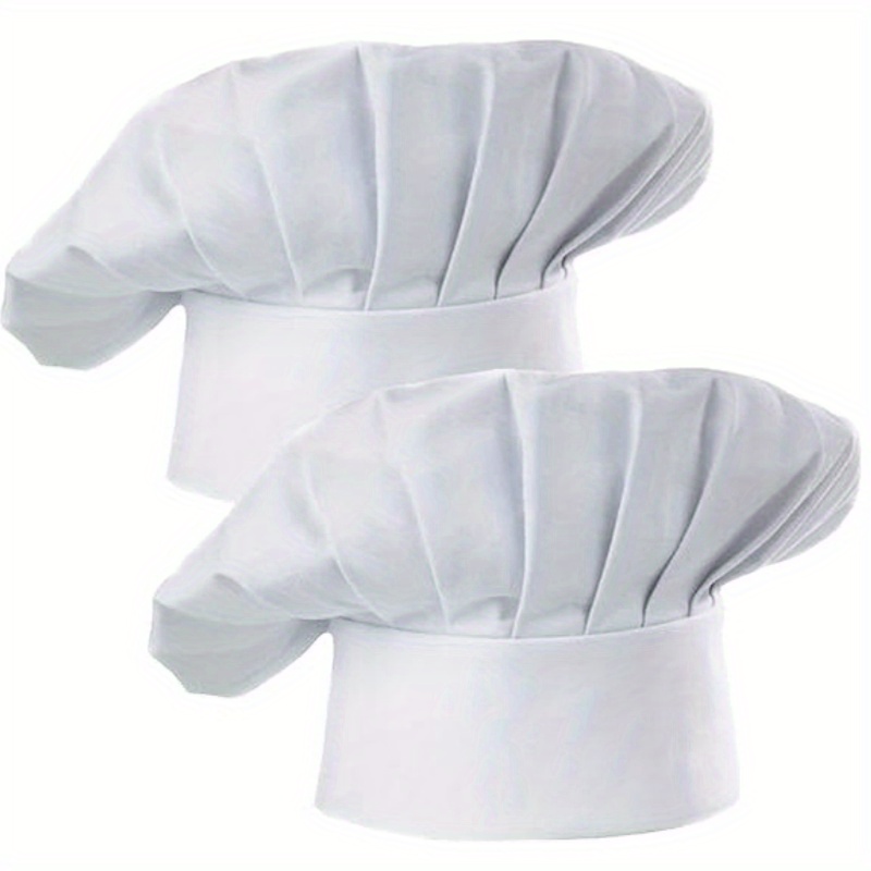 Image of 2pcs/pack New Style Chef Hat Adult Adjustable Elastic Baker Kitchen Cap, Suitable For Catering Colleges, Schools, Restaurants, Pubs, Cafes, Commercial, Kitchens, Hotels Etc