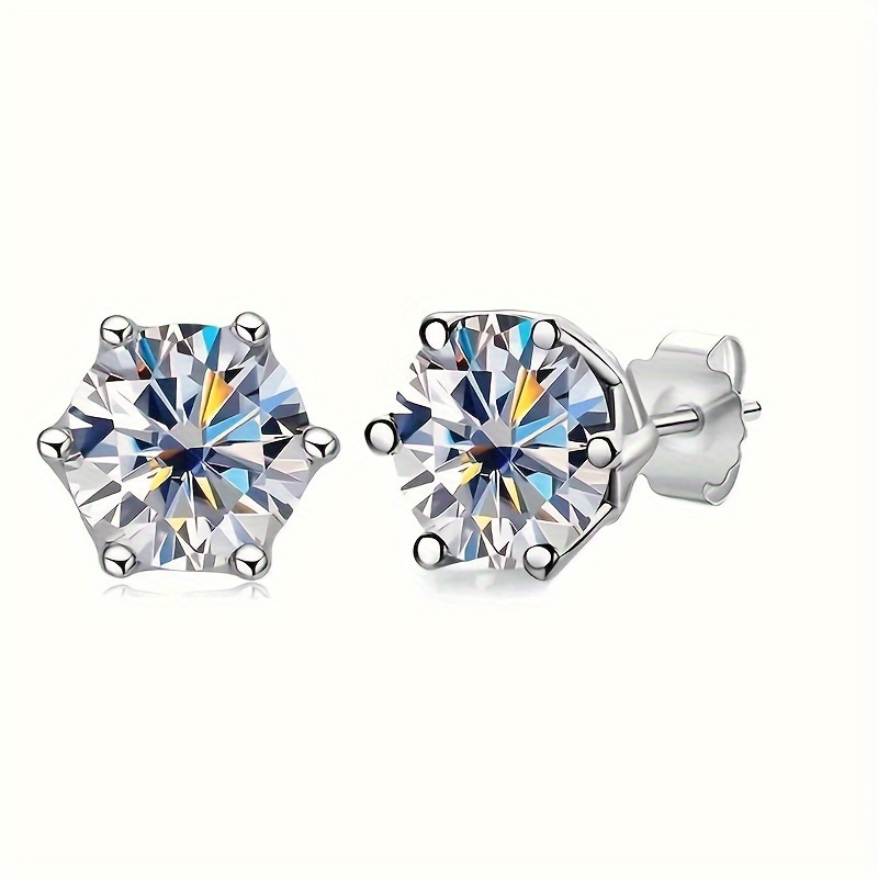 TEMU 1 Pair Of 925 Sterling Silver Mozambique Men And Women Couple Sisters Hip Hop Rock Earrings, Wedding Birthday Anniversary New Year Gift, Gift,