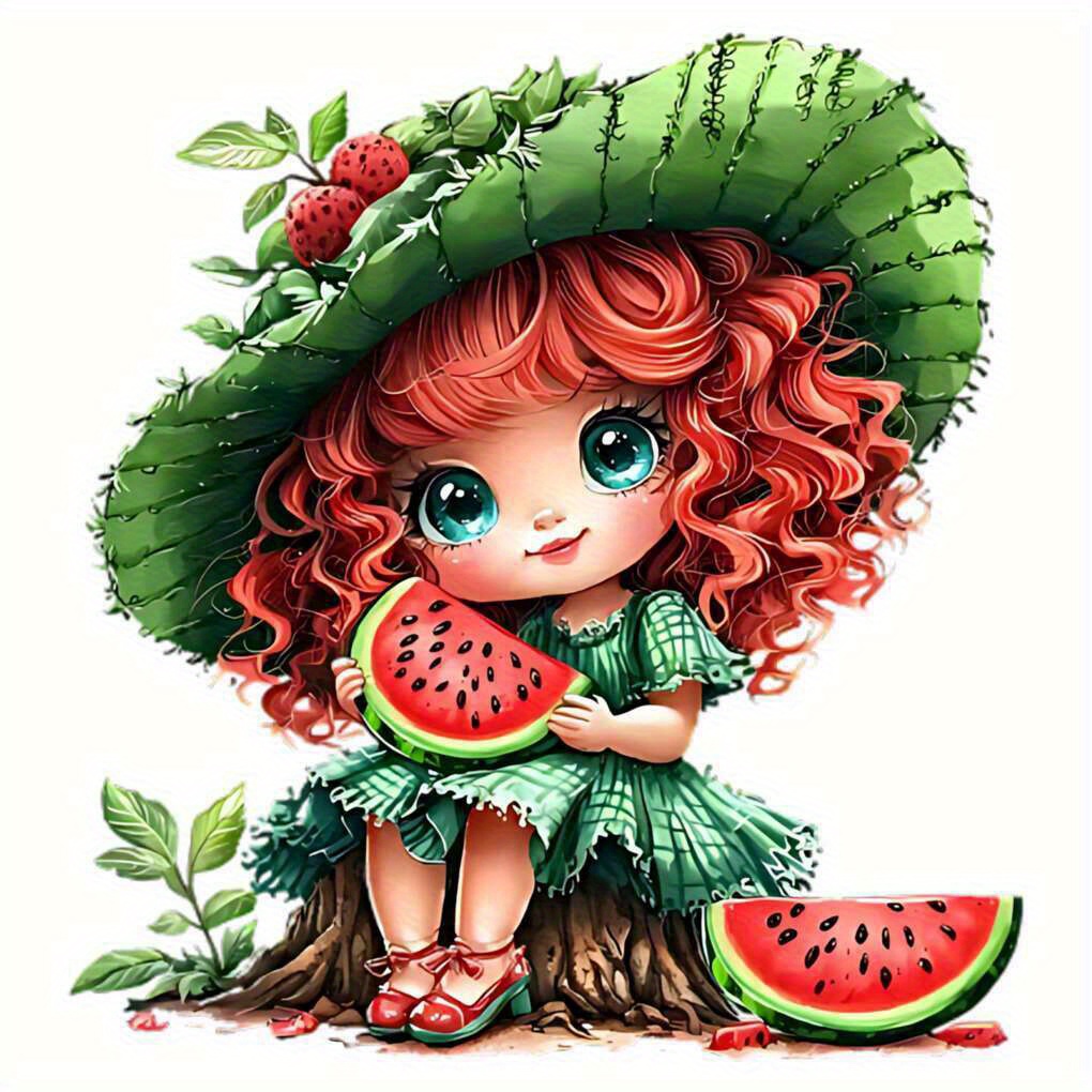 

Cute Girl With Sitting And Eating Watermelon Heat Transfer Vinyl Stickers Clothes Iron-on Patches Printed Iron-on Stickers Finished Designs Vinyl Stickers Backpack Pillows Diy Decorations