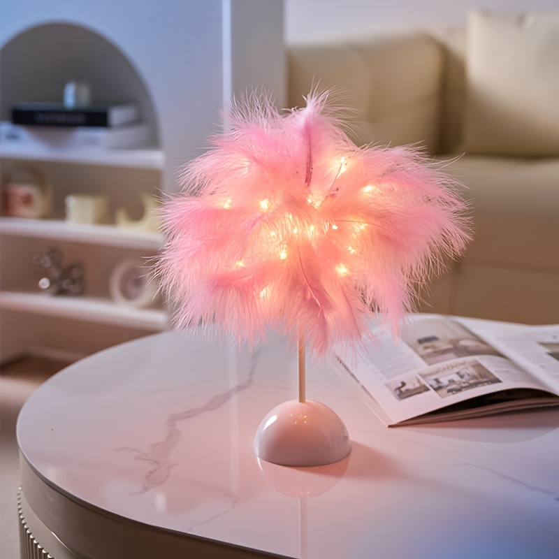 

2pc 40 Led Lamp Feather Table Lamp Shade Usb Charging Table Lamp Touch Switch 3-tone Light Night White (without Battery) Suitable For Bedroom Living Room