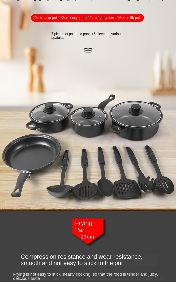 13 piece pan set non stick saucepan frying pan multi piece kitchen pan set english neutral   you can fry you can boil you can fry you can stew details 1