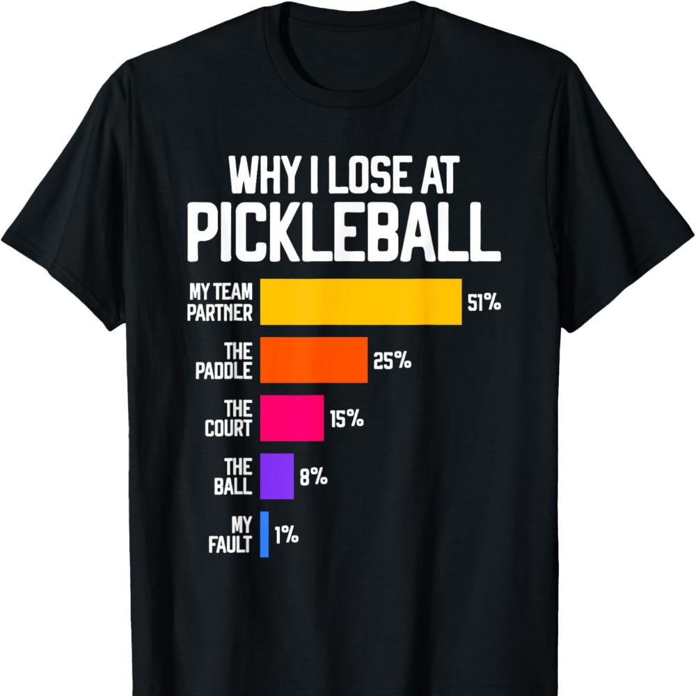 

Funny Pickleball : Why I Lose - Black, , Men's Crew Neck, Short Sleeves