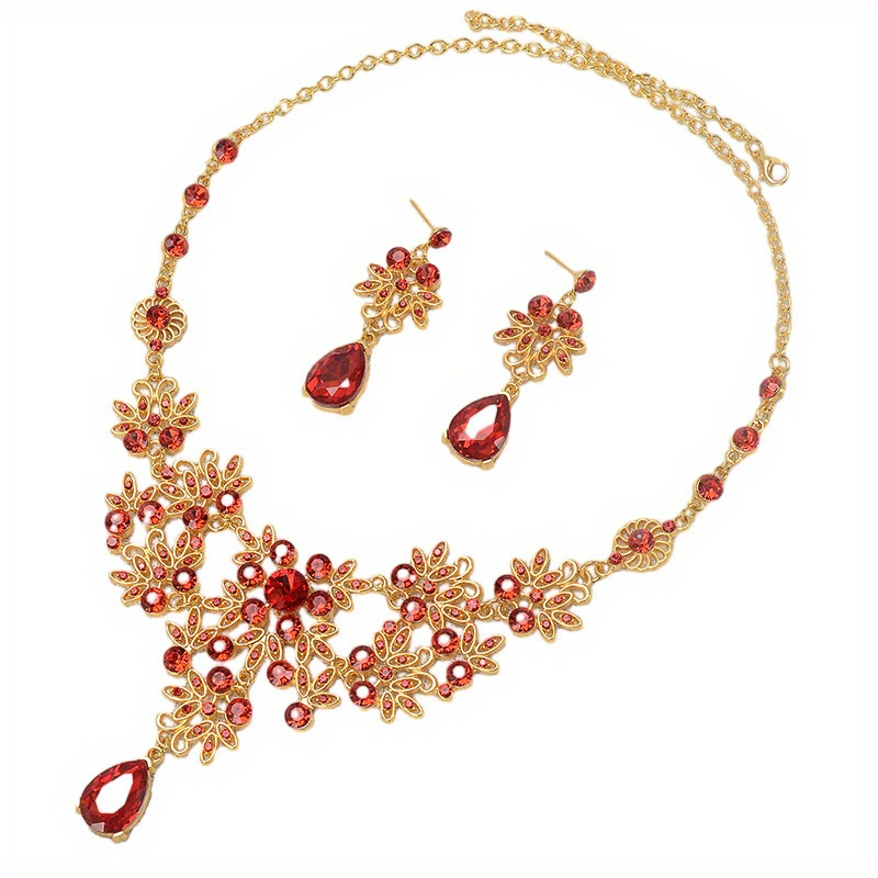 

Hot Bridal Jewelry Rhinestone Bridal Wedding Necklace Earrings Wedding Accessories Bridal Necklace Wedding Set Chain