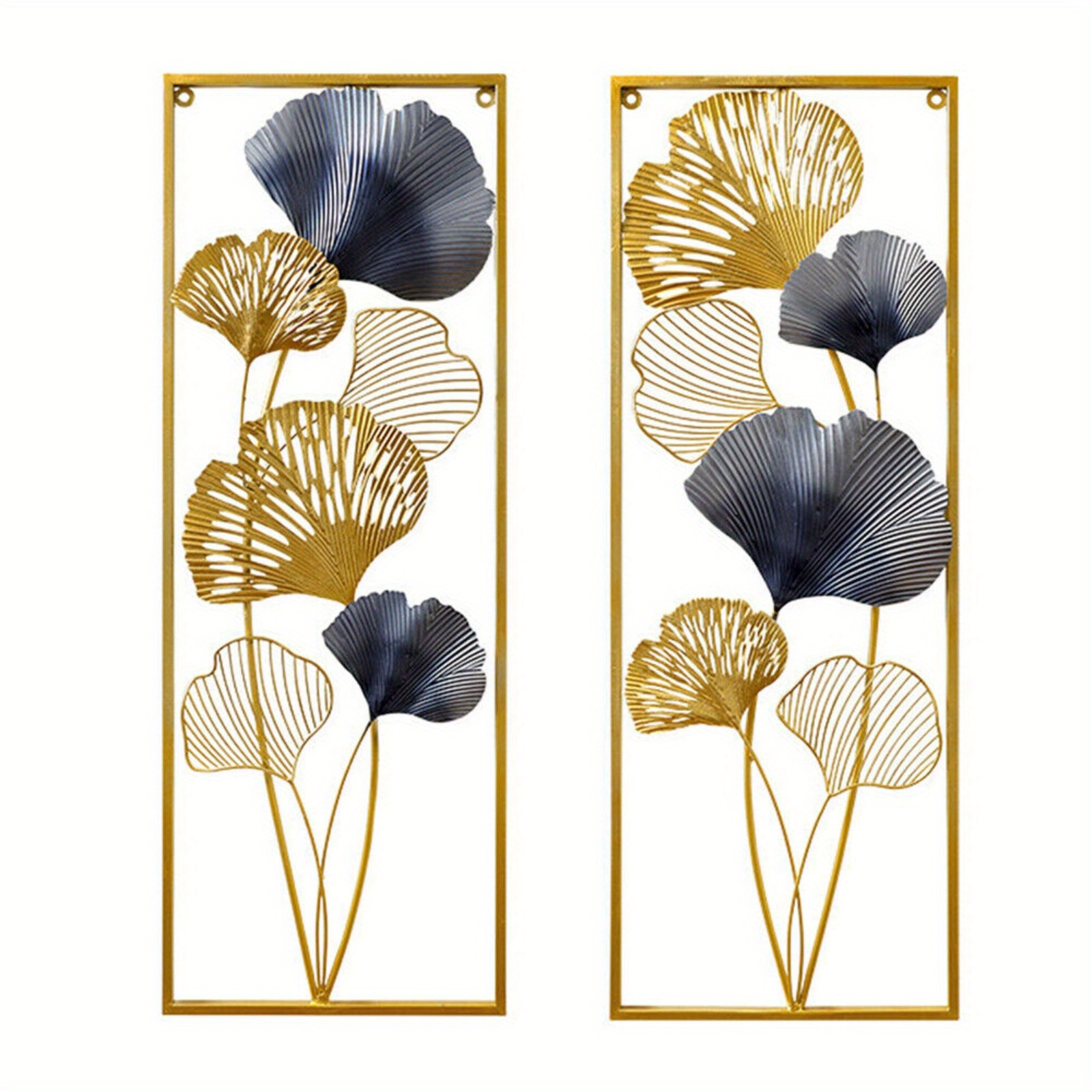 Image of Golden Wall Picture Ginkgo Leaves Sculpture Wall Decoration, Metal Wall Decoration, Modern Wall Pictures Living Room Wall Decoration Design Wall Picture Good Quality