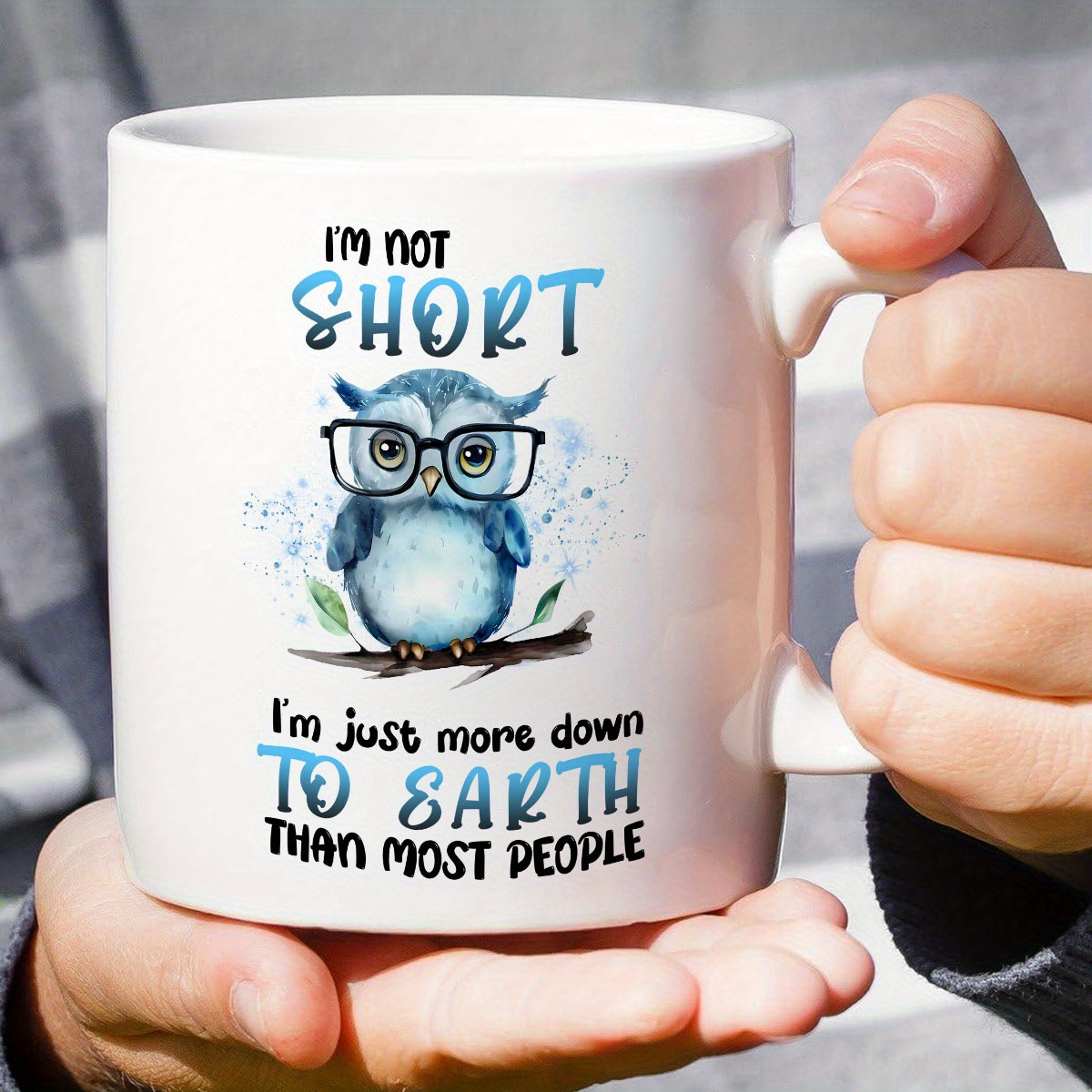 

1pc, Funny Owl Mug 11oz Gift Short Person Gift For Coffee Gift Funny Quirky Owl Mug