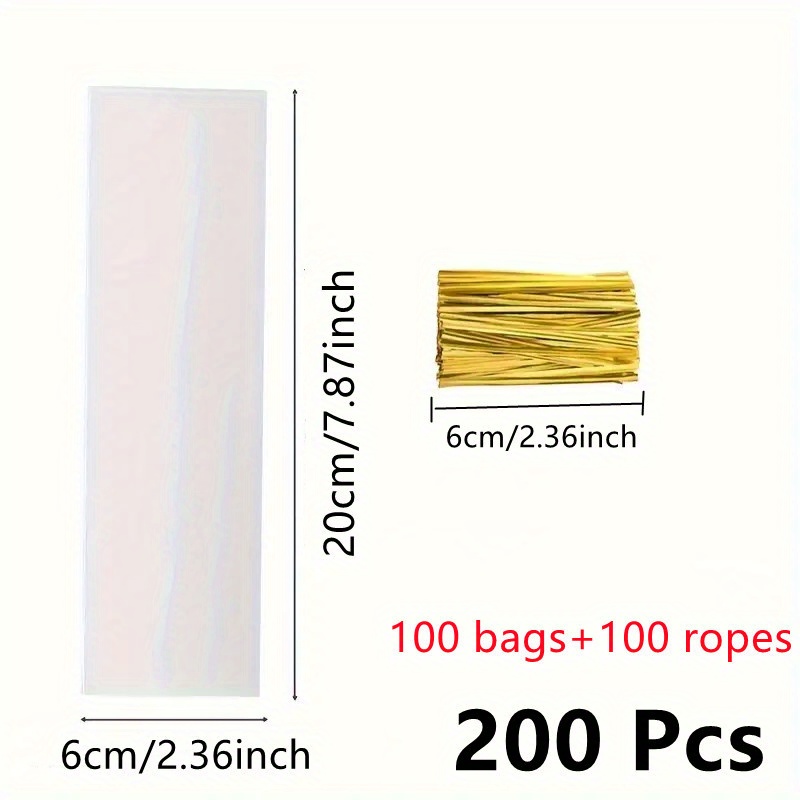 200pcs/bag Transparent Plastic Gift Bag, With , Transparent Plastic Bag, Suitable For Holiday Party Gifts And Occasions
