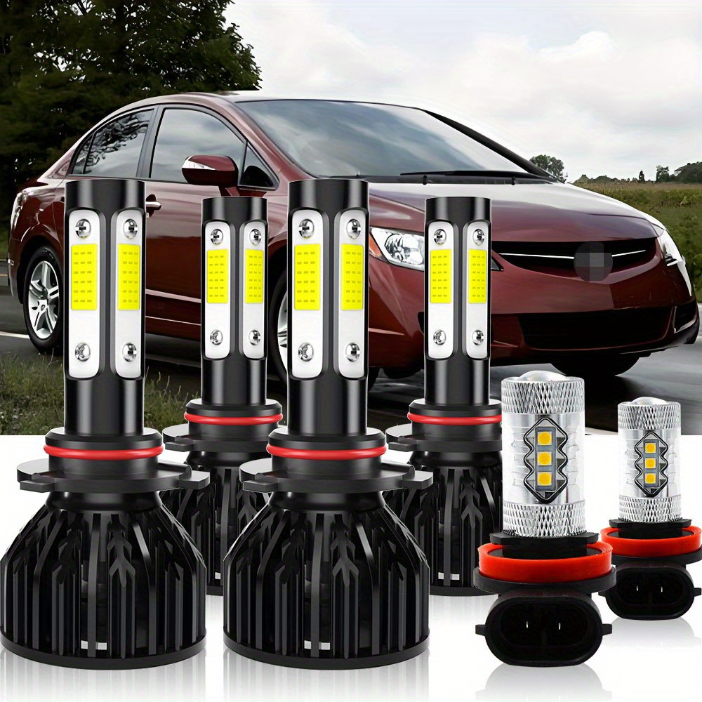 

9005 9006 H11 Led Headlight Bulbs Kit Beam + Fog Lights For For 2008 2009 2010 2011 2012 2013 2014 2015 2016 2017, 6500k White 4000lm