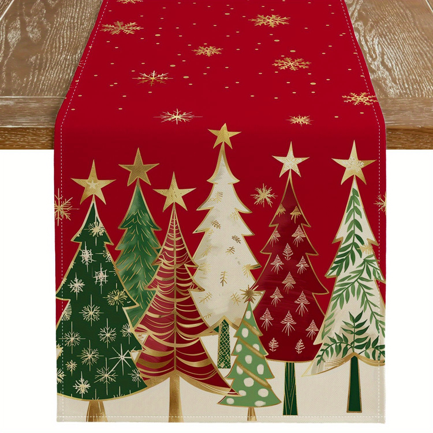 TEMU Merry Christmas Table Runner - , Durable Polyester, Holiday Dining & Outdoor Decor