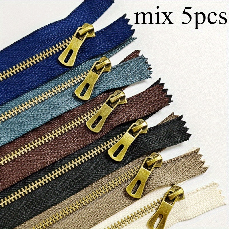 5pcs Metal Short Zipper For Clothing Bags Leather Handbags Sewing Y Teeth Handmade