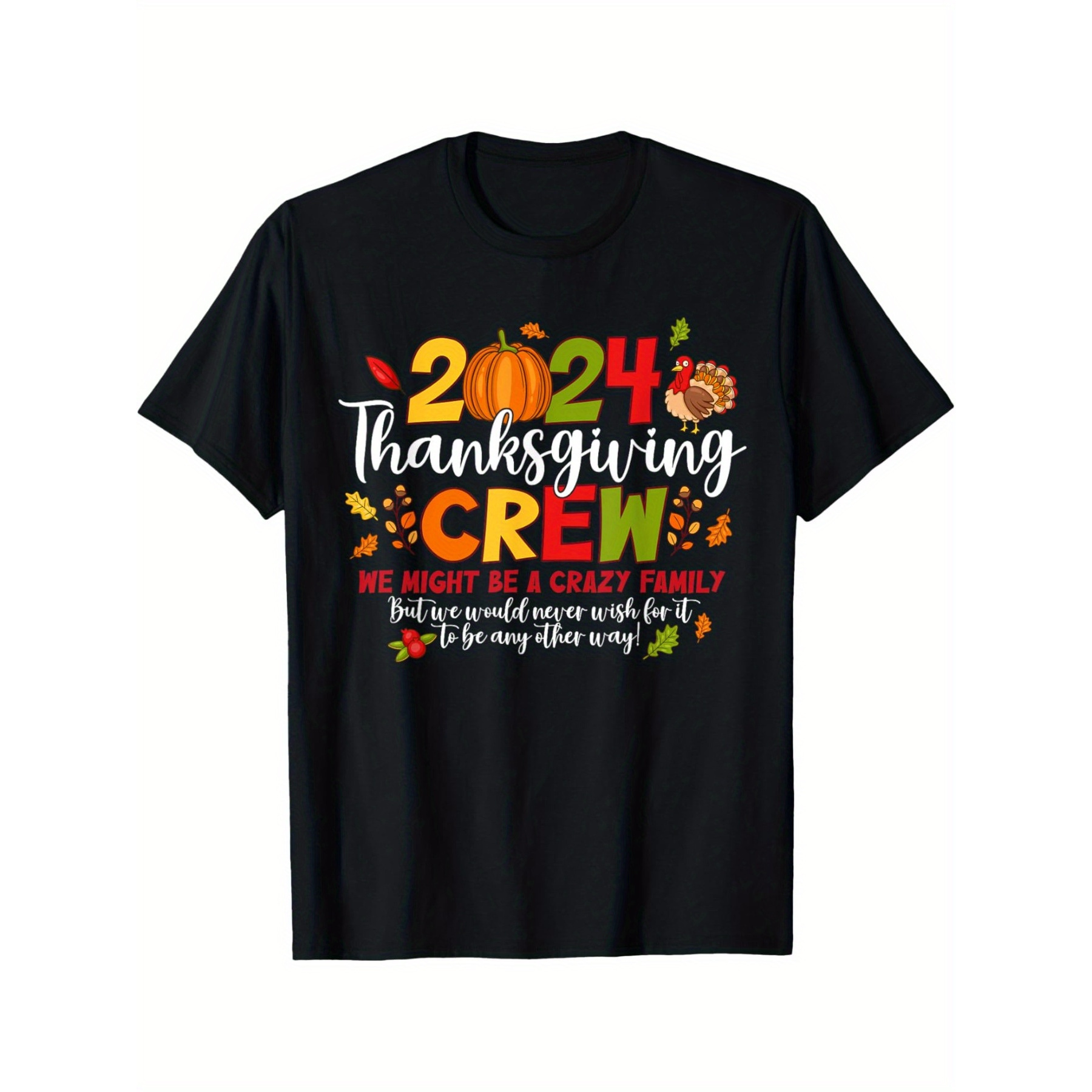 

Thanksgiving Crew 2024 Family Matching Autumn Autumn Men's T-shirt And Casual Short Sleeve T-shirt