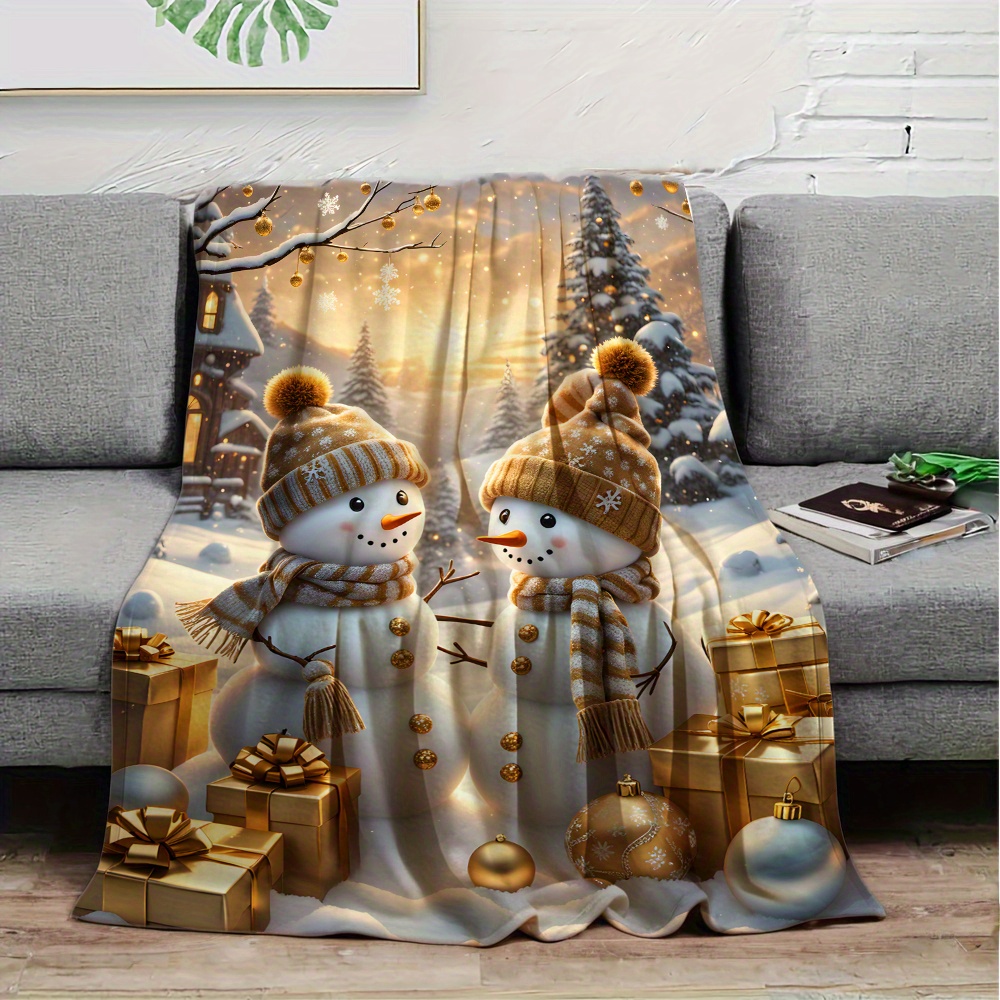 

Christmas Snowman Flannel Blanket - For , Bed, , And Use - , All- Blanket