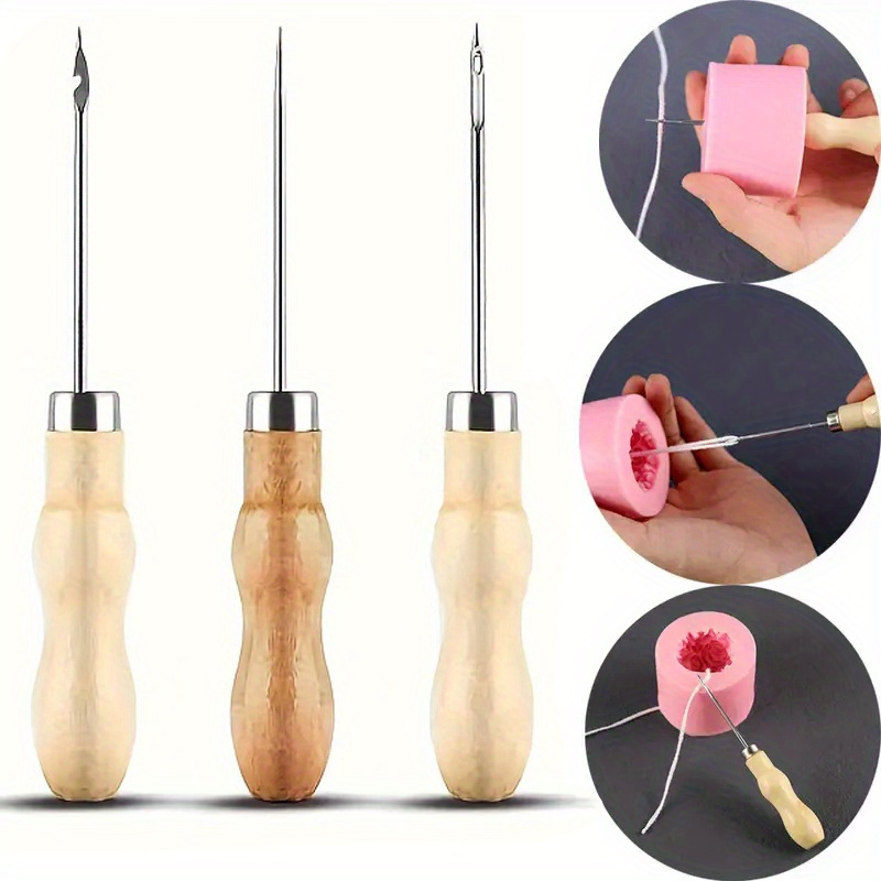 

3-piece Set Diy Candle Making Carving Tools, Stainless Drill Punch Set For Silicone Molds, Round Hole Cone Crochet Crafting Gadgets