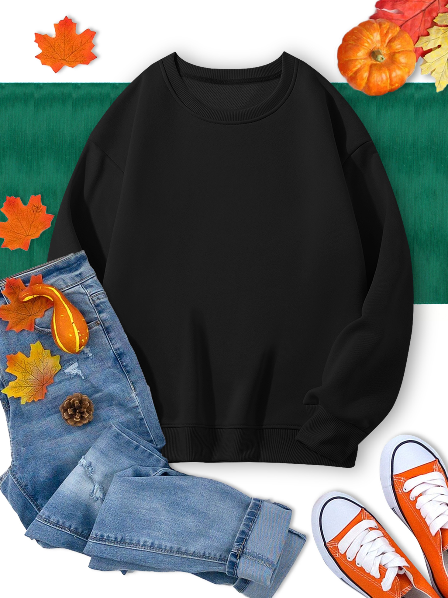 Women's Soft Cozy Oversized Sweatshirt Long Sleeve Crew Neck Casual  Pullover, Loose Fit Solid Black Top for Spring/Fall, Machine Washable, Cute  Sw