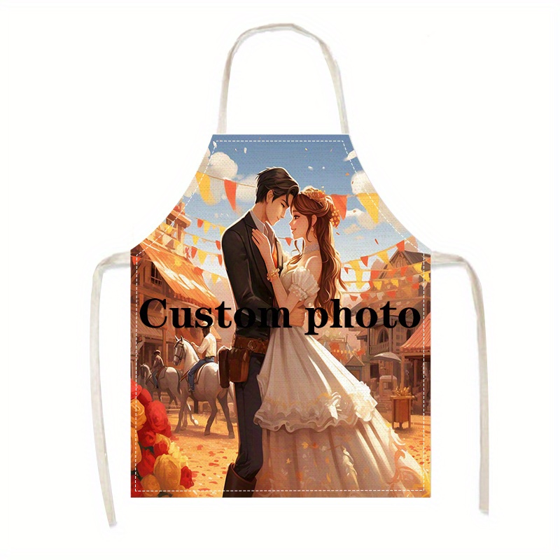 

Custom 1pc Kitchen Apron - Personalize With Your Design Or Photo, Cooking & Bbqs, Sleeveless Workwear For , Decor