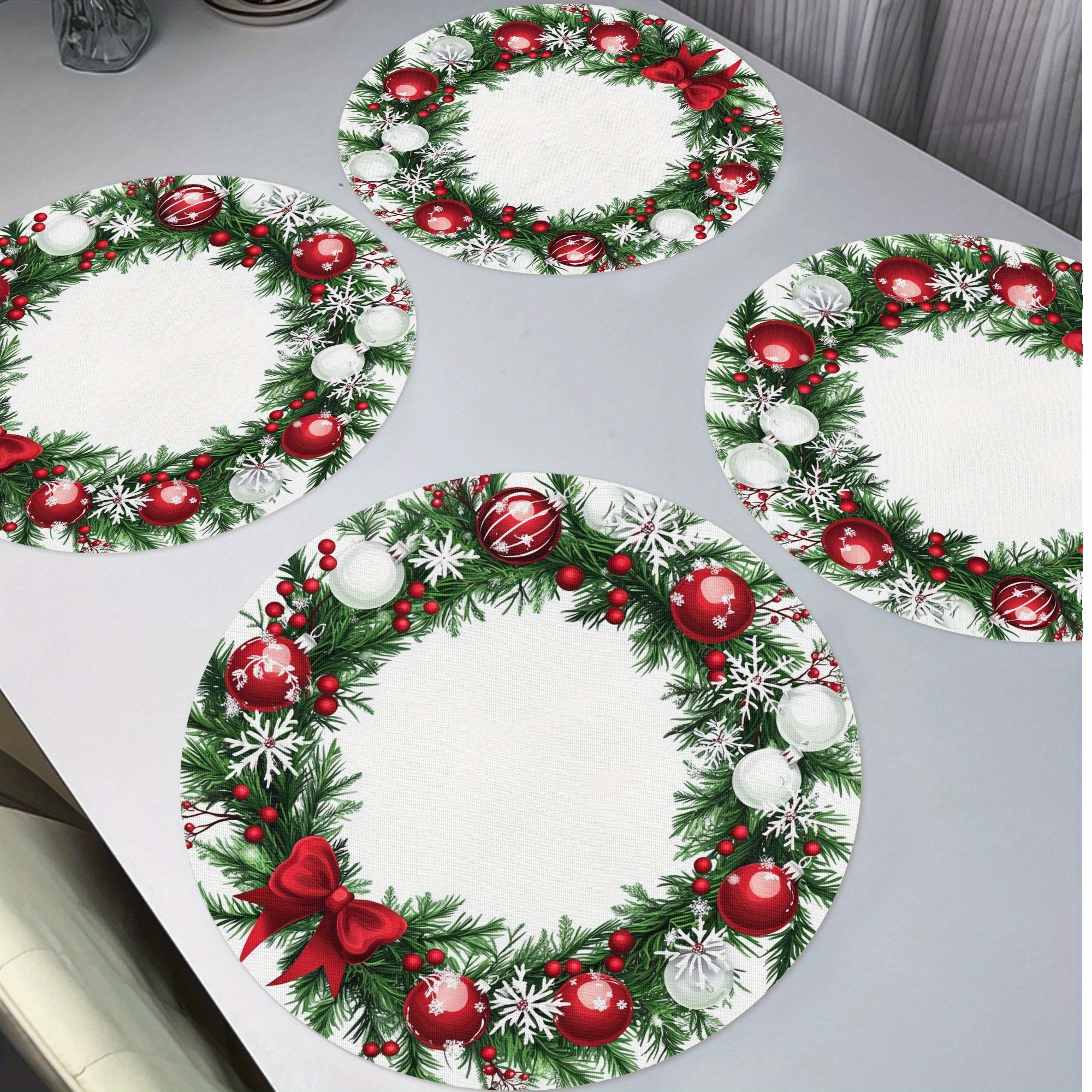 

4pcs Ornements de Couronne, de Table , de de , de Table Antidérapants Lavables et Résistants de 15" Décoration de Fête, et Salle à