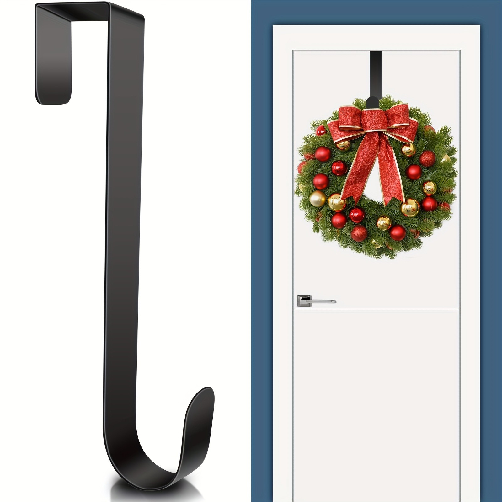 Weihnachtskranzhaken Aus Metall | 38cm Türhalter Für Kränze & Schilder | Für Alle Jahreszeiten